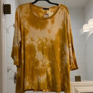 Kim & Cami Mustard and White Tie-Dye Long Sleeve Top